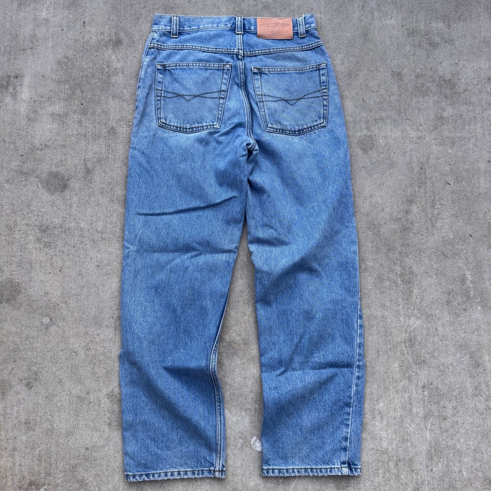 Anchor Blue Wide Leg Baggy Jeans Mens 30x30 Vintage 90s Medium Wash Denim Skater